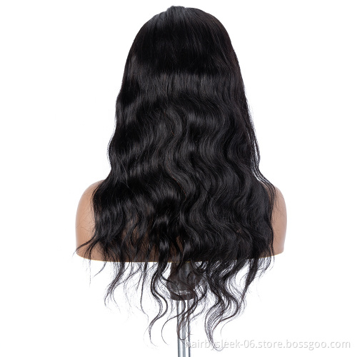 Rebecca Fashion 360 Degree Lace Frontal Wigs 100% Body Wave Human Hair Wigs For Black Women 150% Density Natural Black Color
